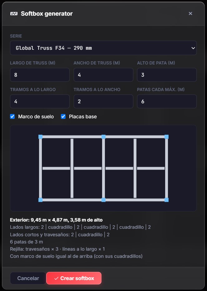 Ventana del Softbox generator